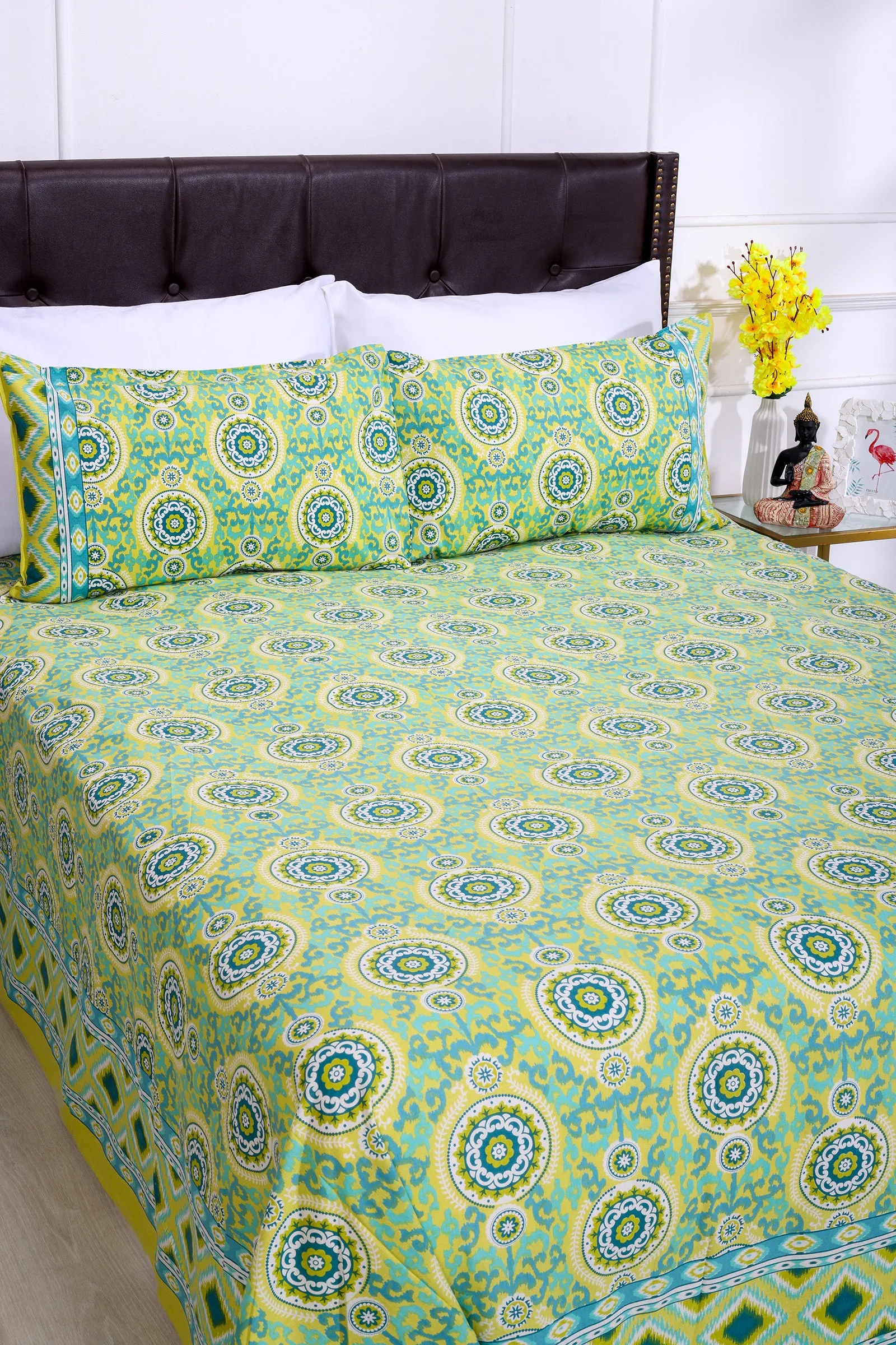 Mandala Birch Olive Cotton Bedsheet