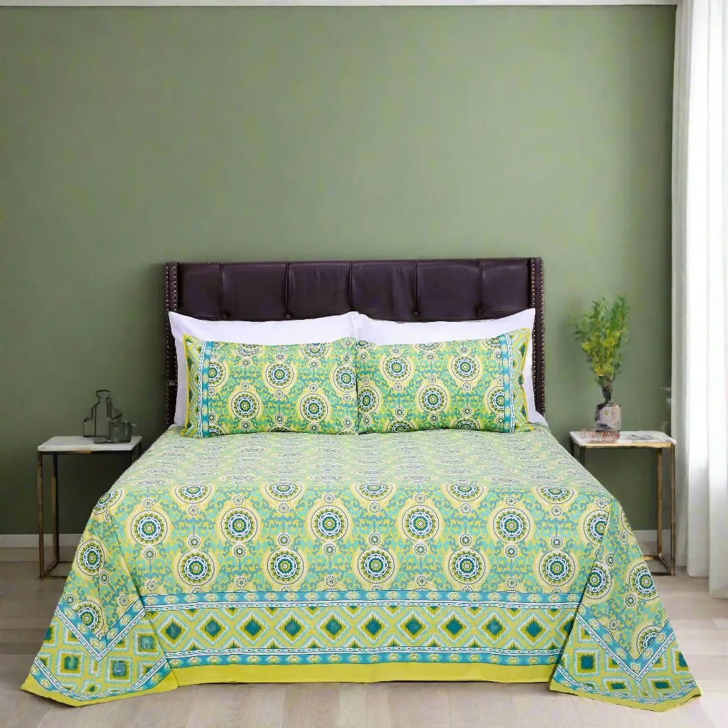 Mandala Birch Olive Cotton Bedsheet