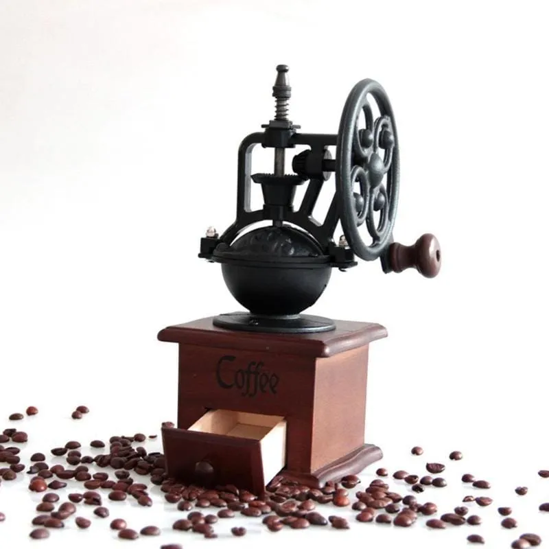 Manual Coffee Grinder Machine Wooden Coffee Bean Mill Grinding Ferris Wheel Design Coffee Maker Tool