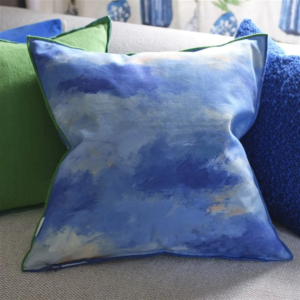 Matsu Cobalt Cotton Throw Pillow by Designers Guild