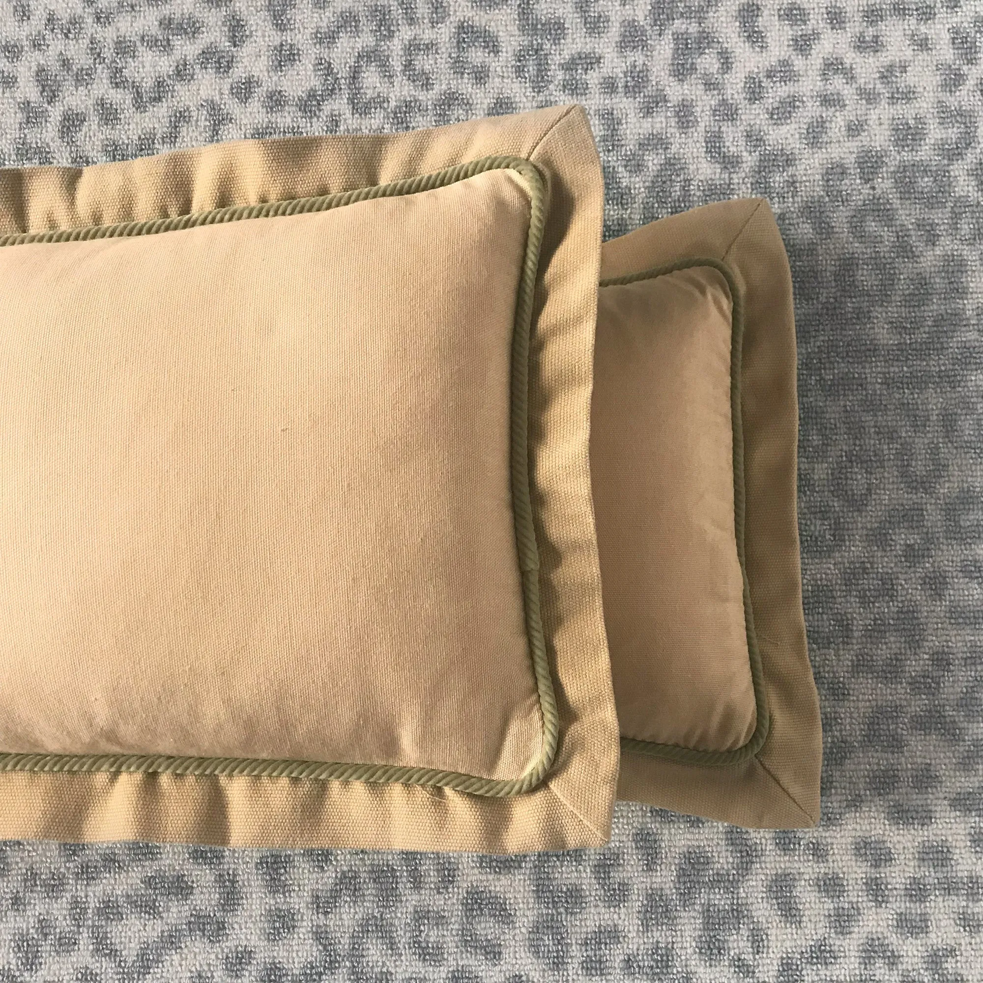 Matte Tan with Sage Cord Throw Pillow Cover 11x21