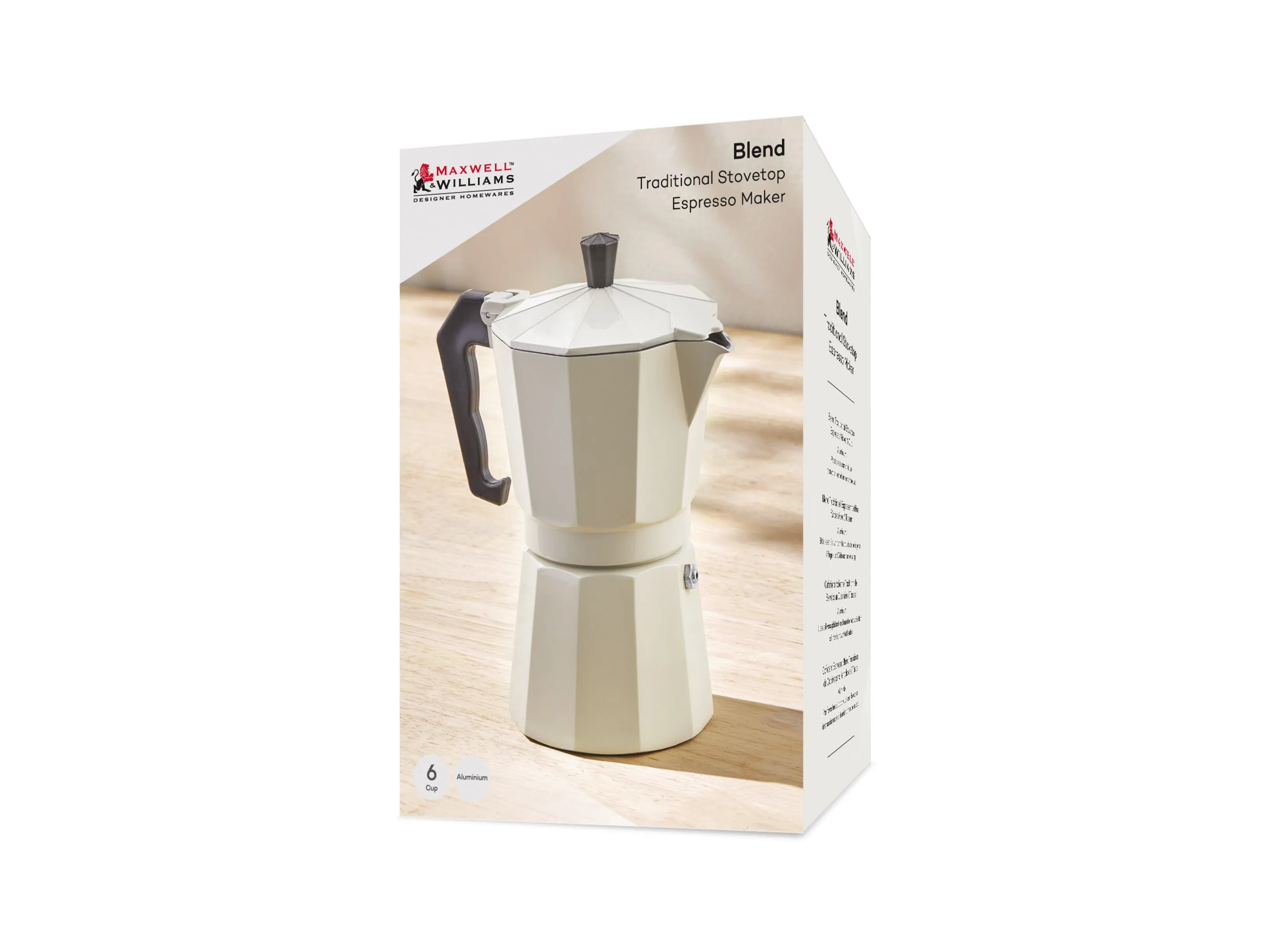 Maxwell & Williams Blend Traditional Stovetop Espresso Maker 6cup - Sand