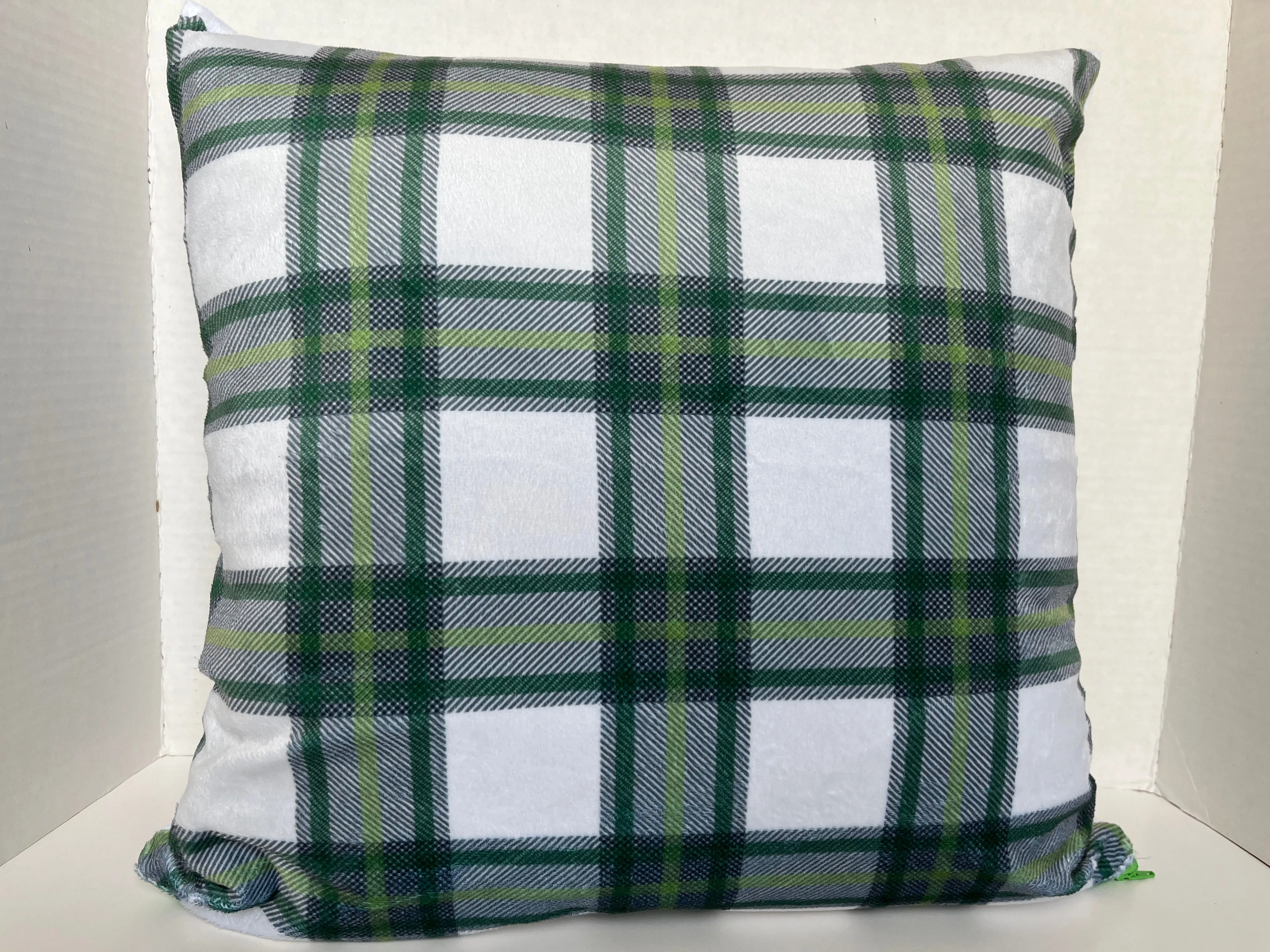 Mistletoe Graphic And Plaid Minky Pillow Cover