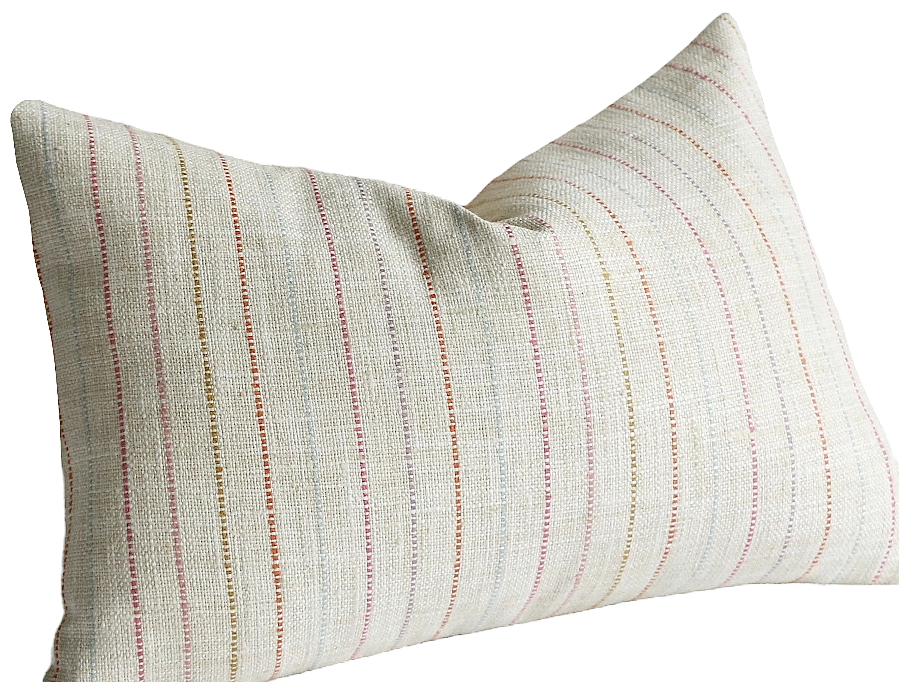 Multi Colored Striped Pillow Cover / Pink pillow cover / Orange 18 x 18 pillow / Aqua 18x18 Cushion Cover and 9 Other Sizes /  Cream Raw Silk Pillowcase