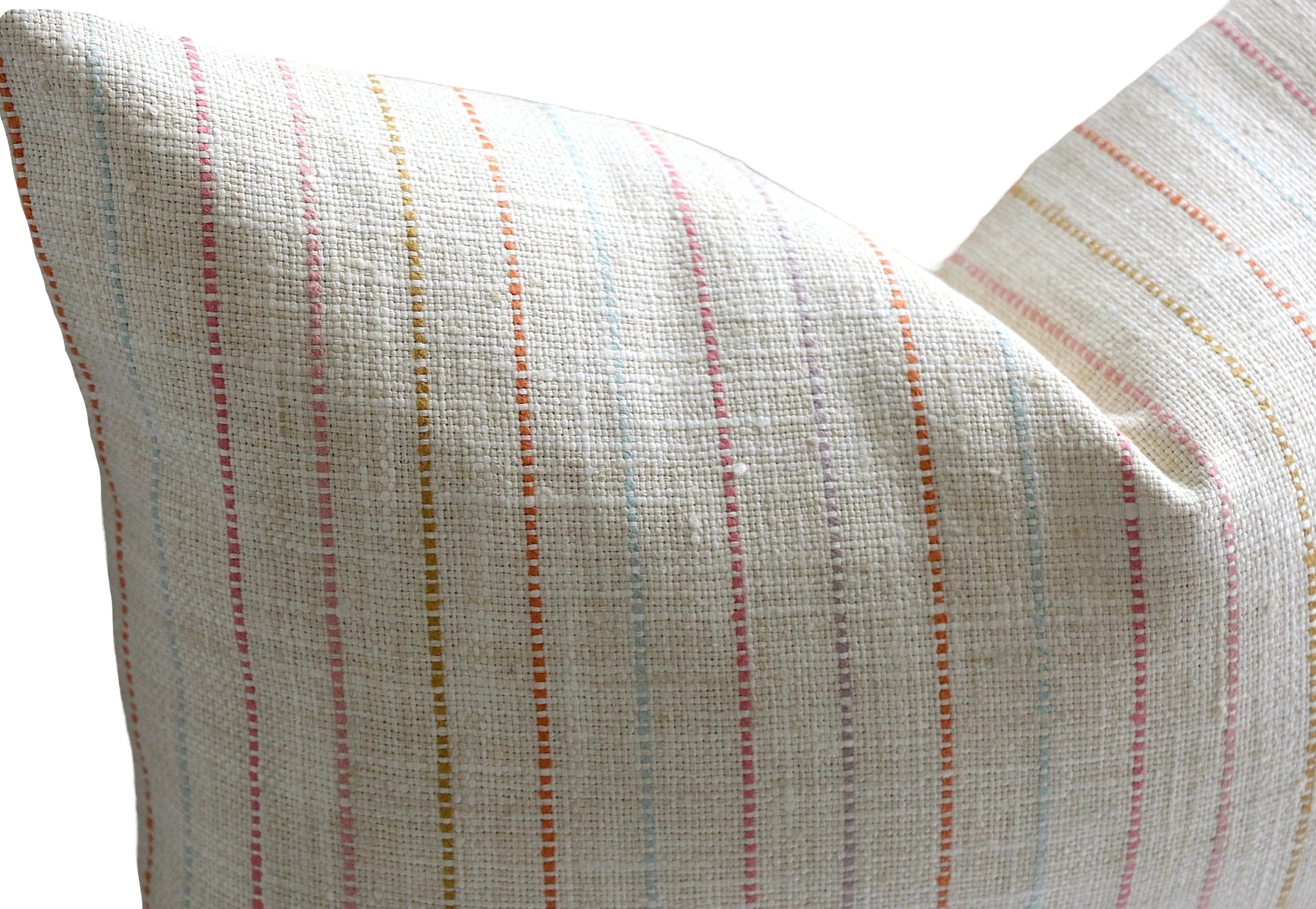 Multi Colored Striped Pillow Cover / Pink pillow cover / Orange 18 x 18 pillow / Aqua 18x18 Cushion Cover and 9 Other Sizes /  Cream Raw Silk Pillowcase