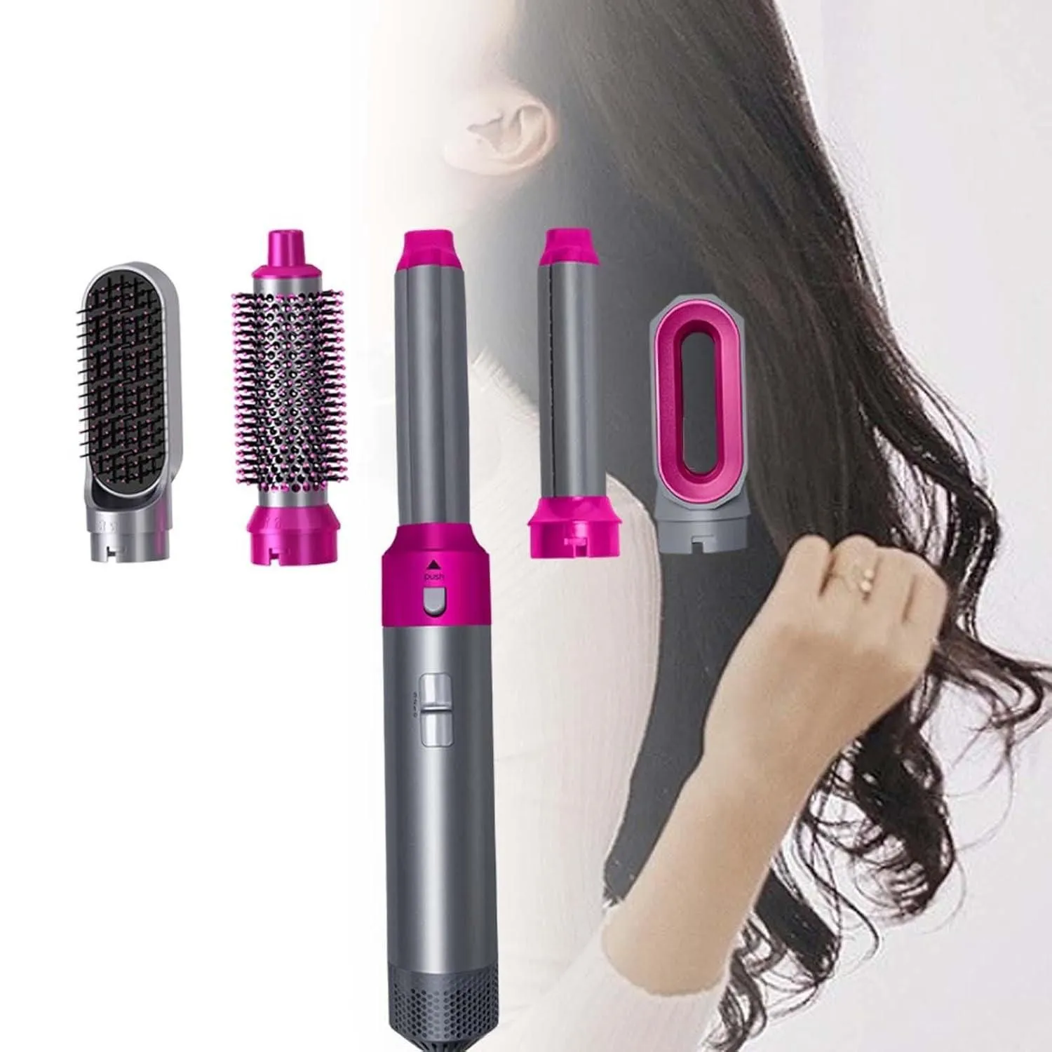 Multi-Functional 5-in-1 Hair Styling Tool - Detachable Hot Air Brush Hair Dryer with Comb