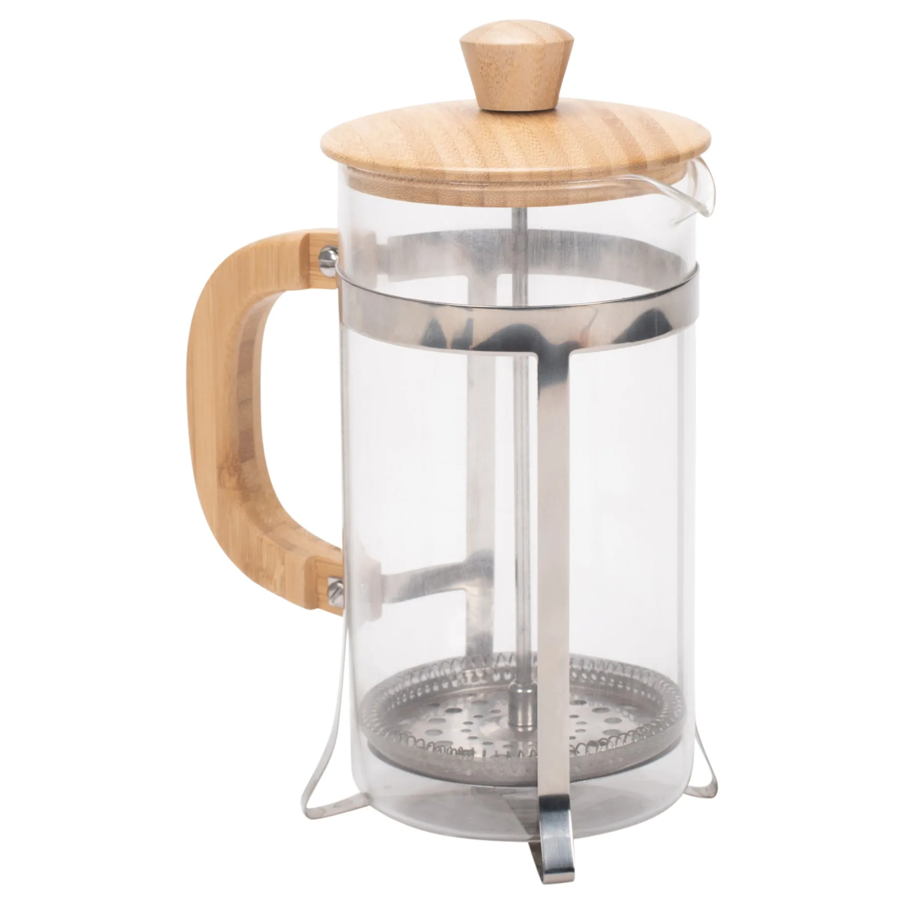 Natural Grain 1 Liter Large Glass and Bamboo French Press Coffee and Loose Leaf Tea Maker