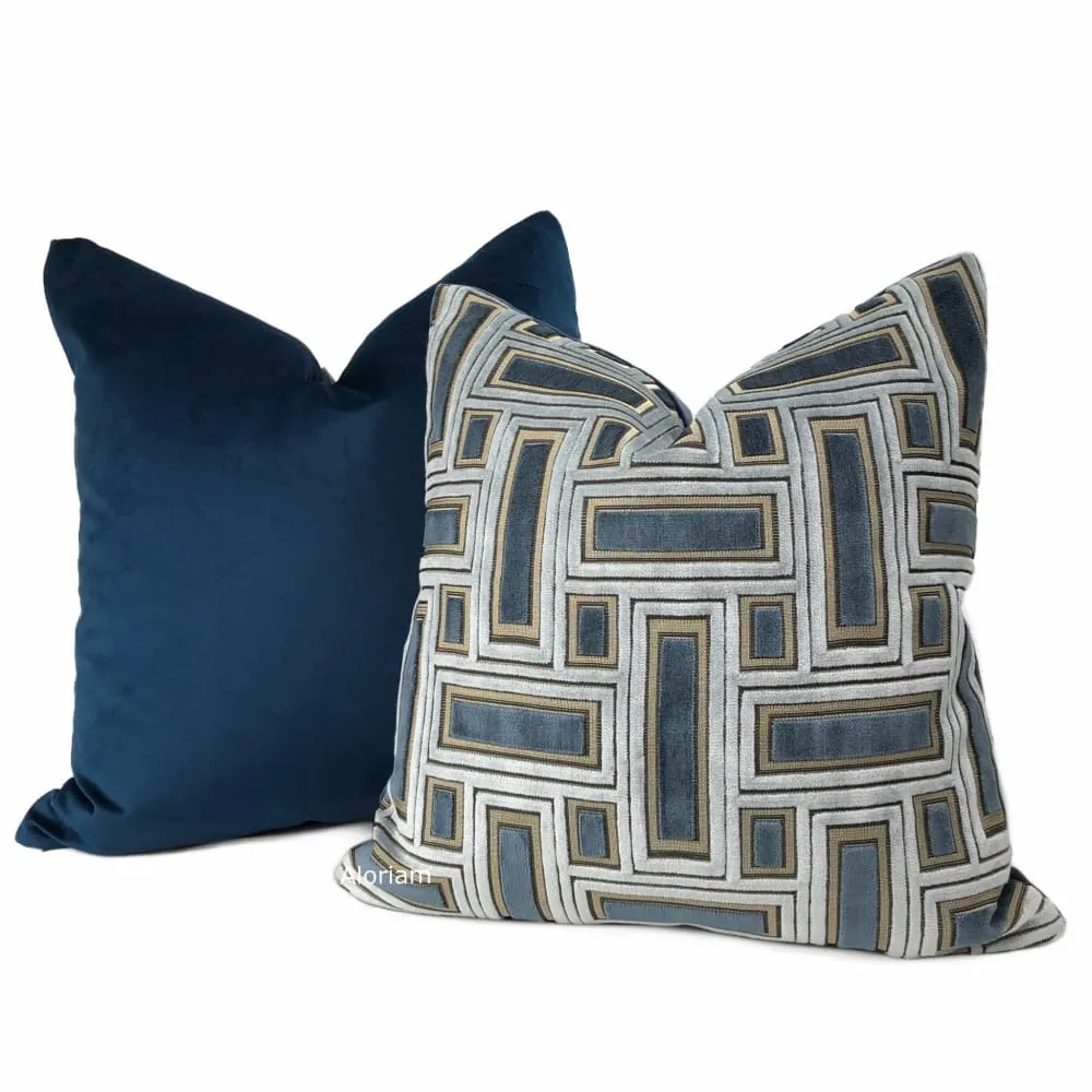 Navy Blue Libretto Microfiber Velvet Pillow Cover