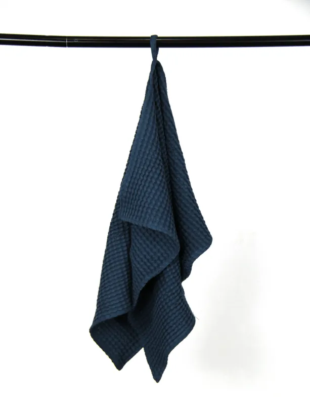 Navy Blue linen waffle towel