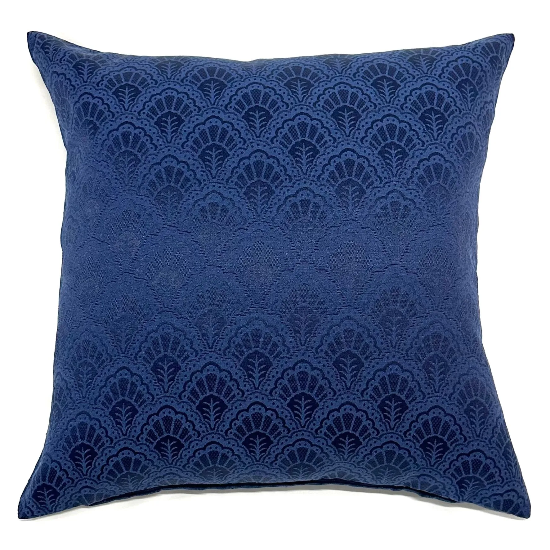 Navy Blue Traditional Jacquard Throw Pillow Cover