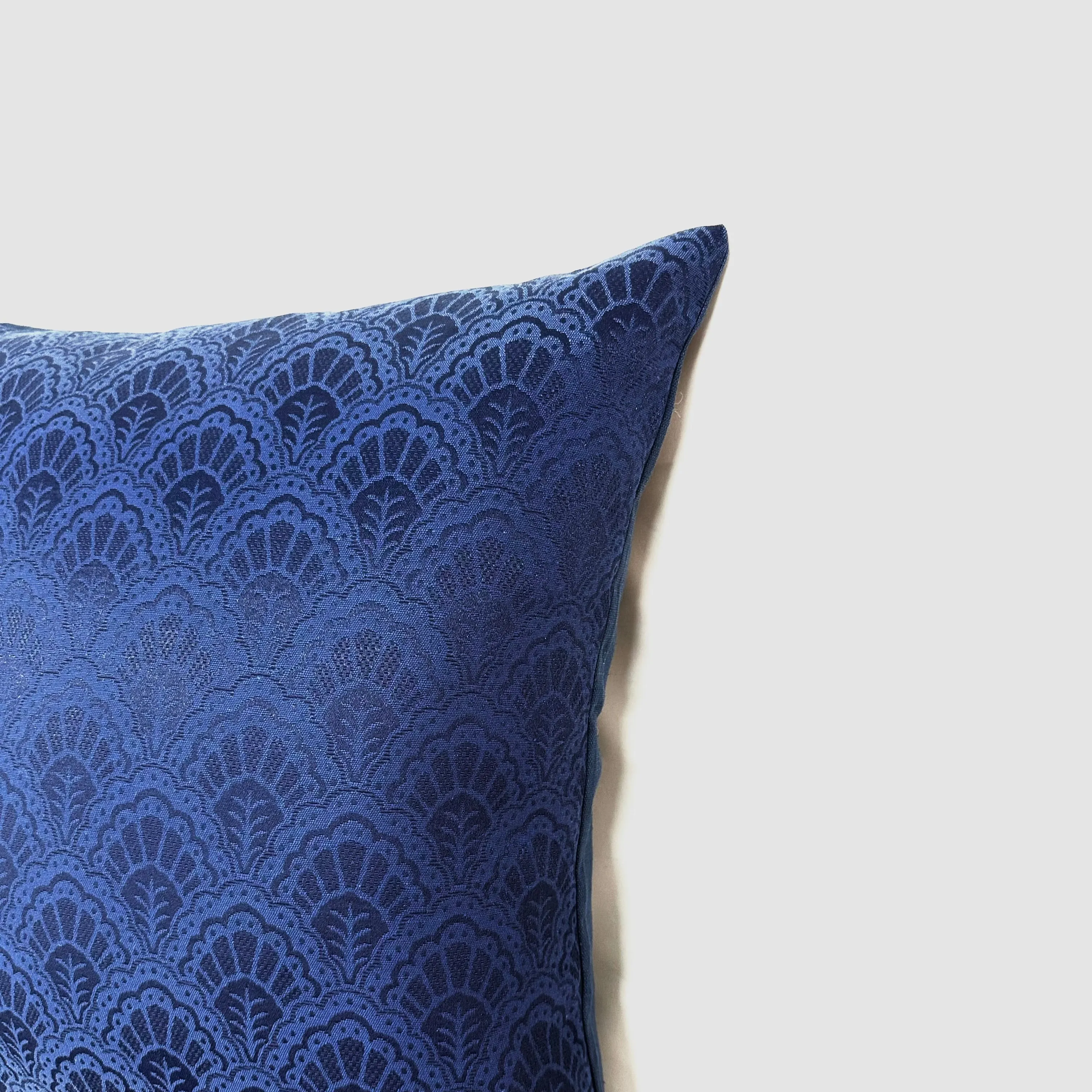 Navy Blue Traditional Jacquard Throw Pillow Cover