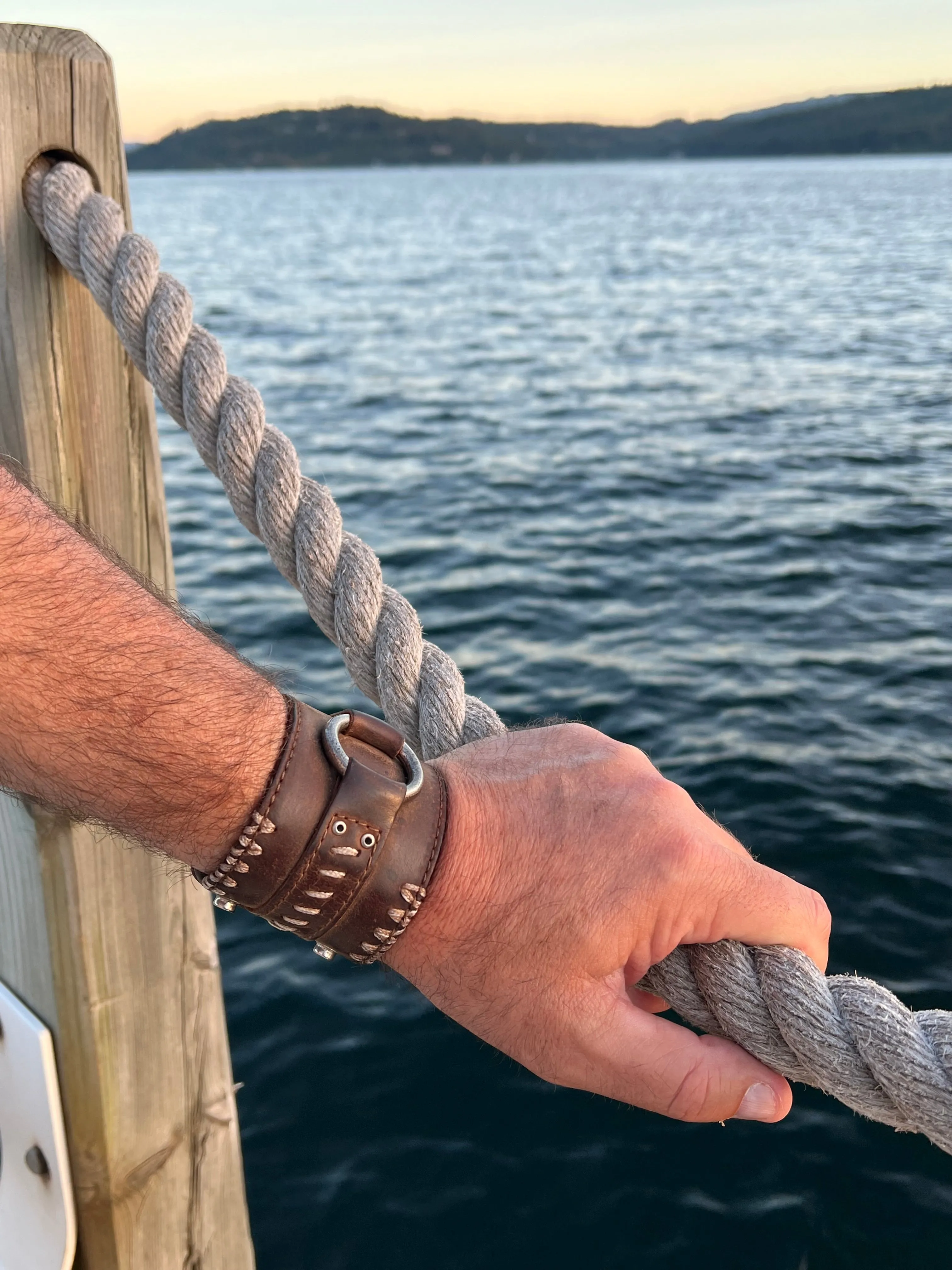 No Quarter - Aged Steel Leather Cuff