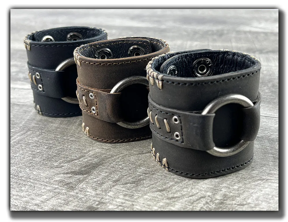 No Quarter - Whiskey Brown Leather Cuff CLEARING OUT OLD STYLE WITH SMALLER SNAPS