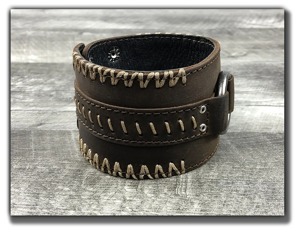 No Quarter - Whiskey Brown Leather Cuff CLEARING OUT OLD STYLE WITH SMALLER SNAPS