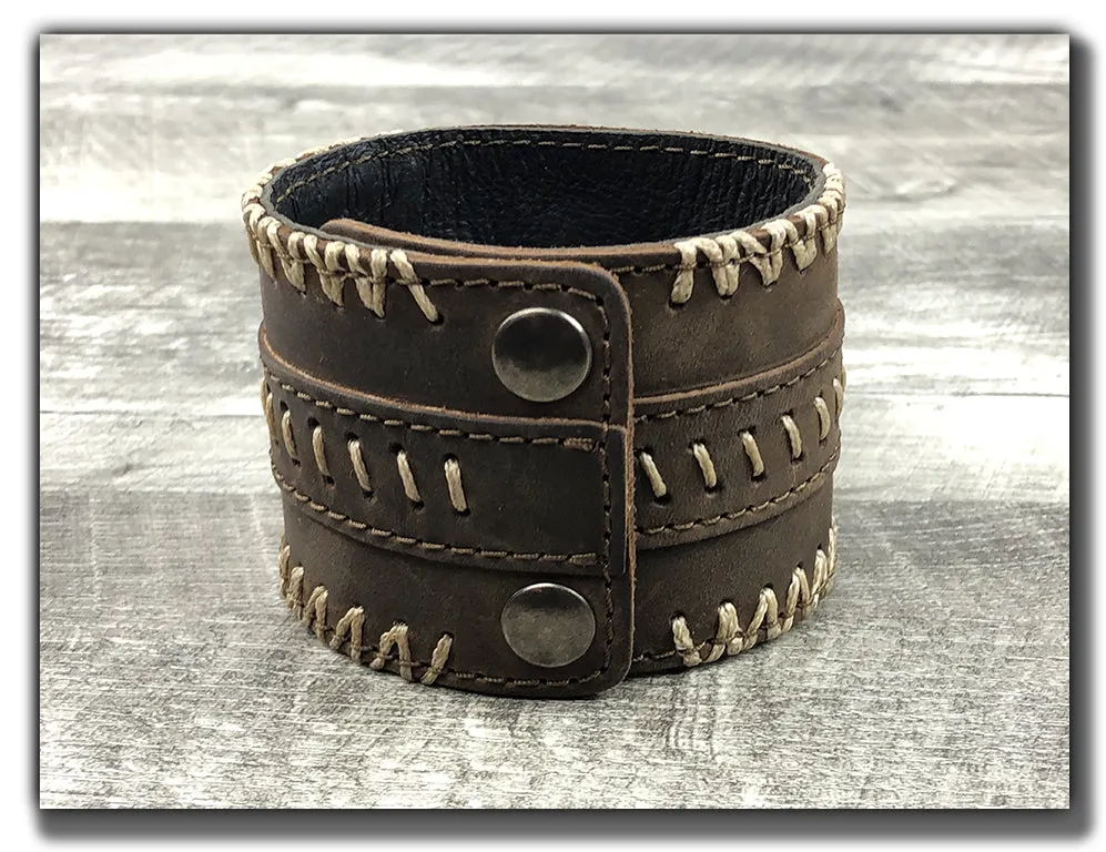 No Quarter - Whiskey Brown Leather Cuff CLEARING OUT OLD STYLE WITH SMALLER SNAPS