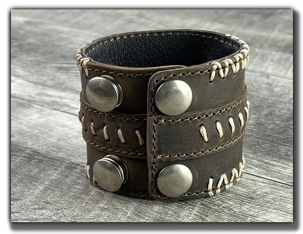 No Quarter - Whiskey Brown Leather Cuff