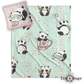 Not a Morning Panda ADULT Decorative Throw and Pillow Cover Set