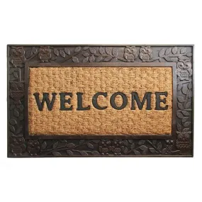 OnlyMat Elegant Metalic Brown Coir and Rubber Welcome Entrance Doormat