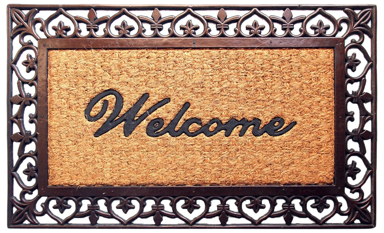 OnlyMat Welcome printed Rubber and Coir Moulded Entrance Doormat