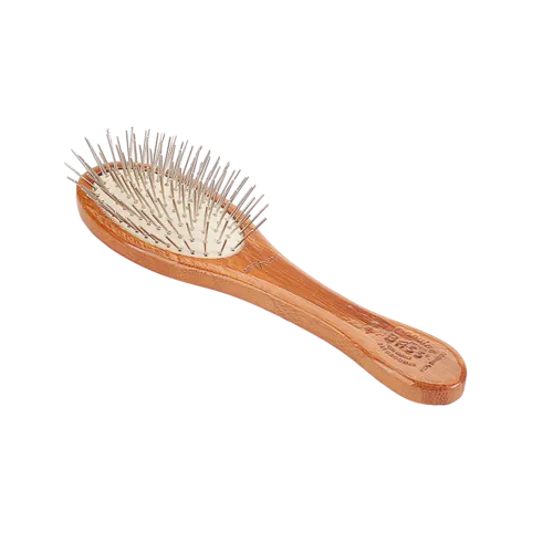 oval wood handle wire pin brush