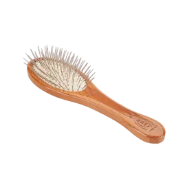 oval wood handle wire pin brush