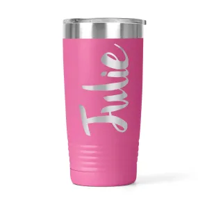 Personalized  Insulated Powder Coated Tumbler - Pink White or Black Bridesmaids Gifts