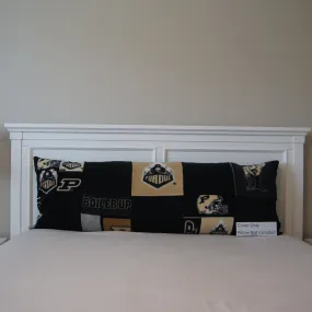 Pillows - Body Pillow Cover - College - Fleeces Pieces - NCAA - Purdue University-P - Boilermakers - Blocks with Black