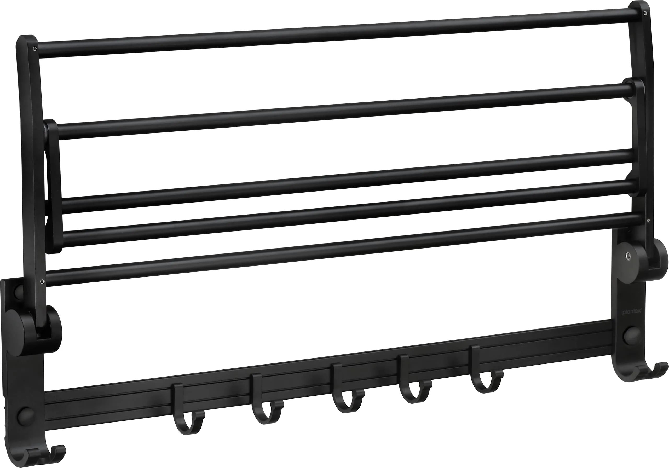 Plantex Space Aluminum Folding Towel Rack/Towel Stand/Hanger/Bathroom Accessories (24 Inches, Black-Matt