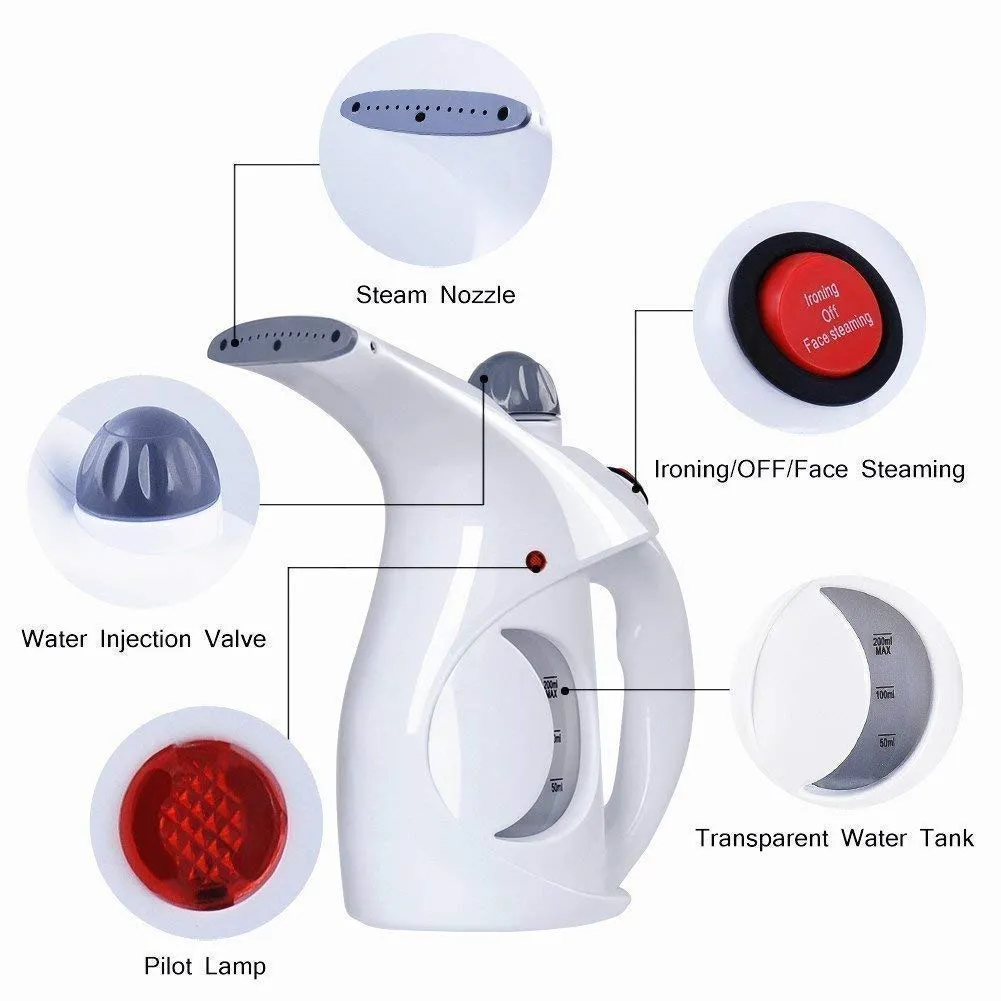 Portable 2 in 1 Handheld Garment Steamer & Facial Steamer Electric Iron Steam Portable Handy Vapor Steamer