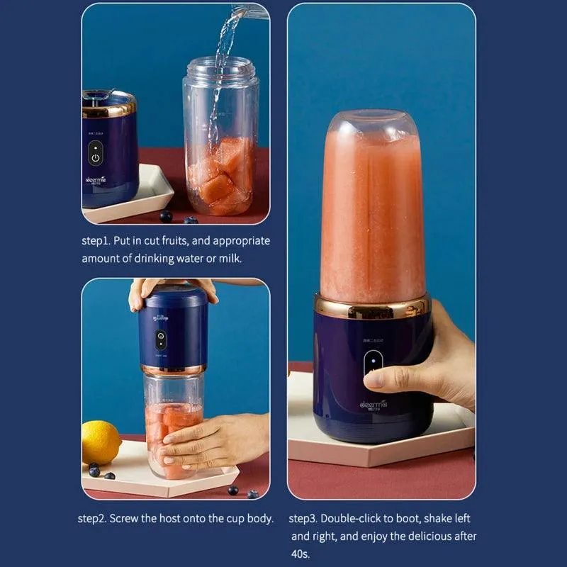 Portable Double-Cup USB Juicer & Smoothie Blender - Rechargeable, Compact & Powerful