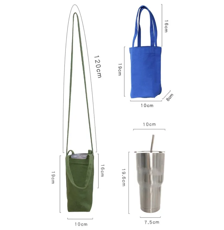 Portable Water Cup Coffee Bag Outdoor Thermal Insulation Solid-Color Canvas Cup Cover, Specification: Crossbody (Dark Gray)