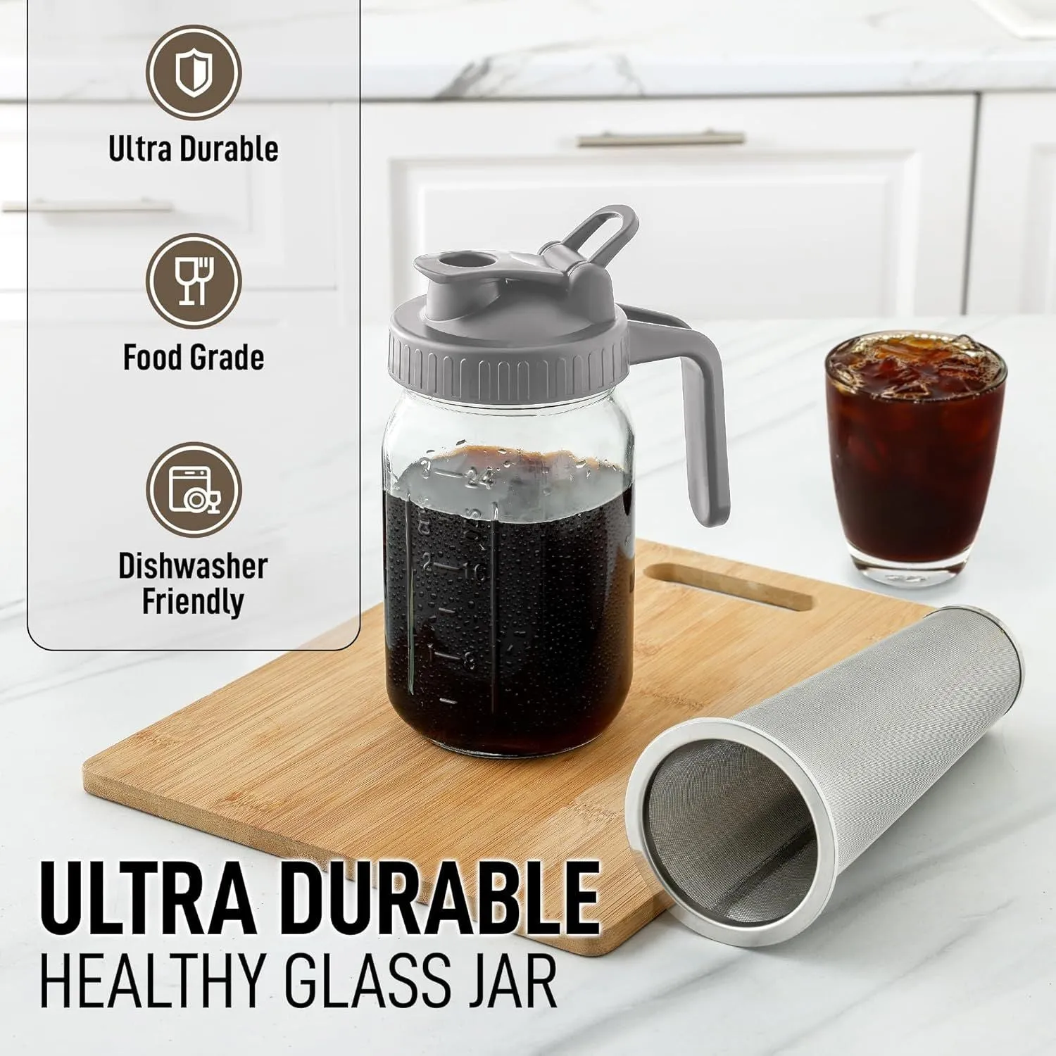 Premium Cold Brew Coffee Maker – Mason Jar Pitcher