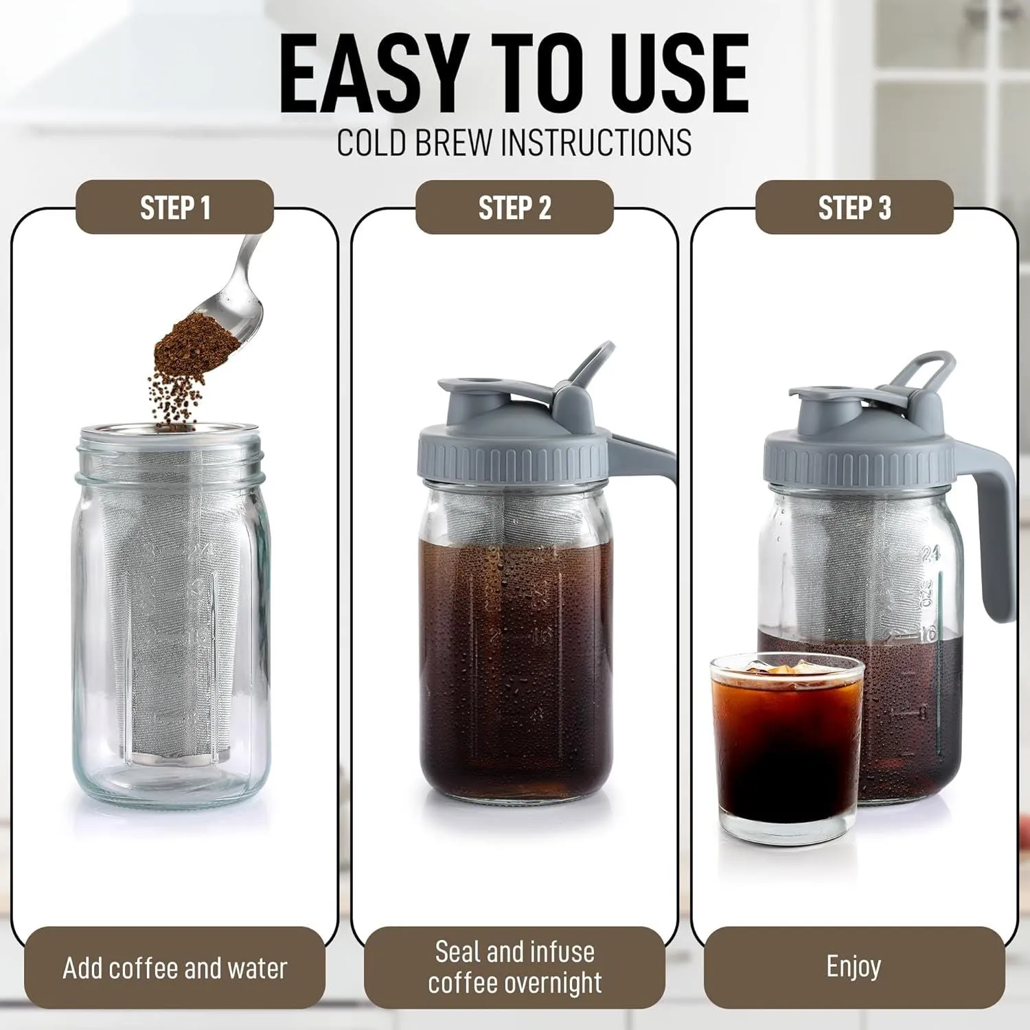 Premium Cold Brew Coffee Maker – Mason Jar Pitcher