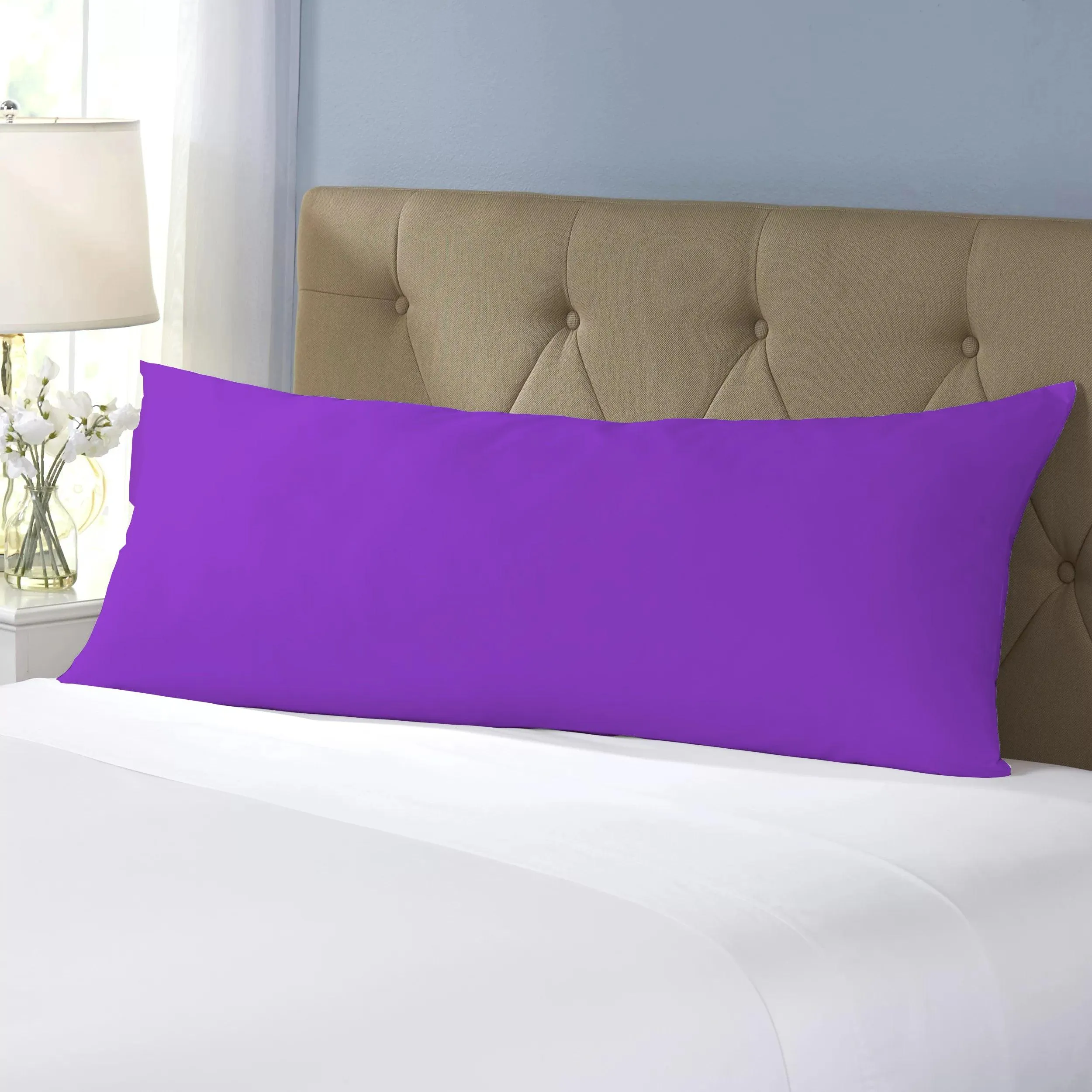 Premium Violet Body Pillow Cover Super Soft Removable and Washable Standard Size Long Pillow cover 45 x140cm with Zipper Enclosure