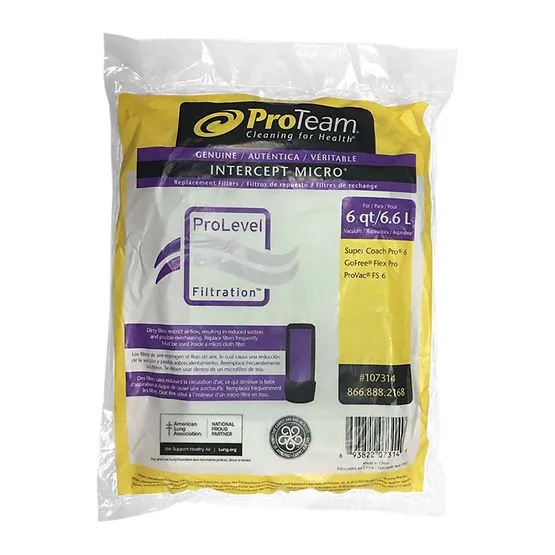 ProTeam 6 qt. Intercept Micro Filter Bag, Open Collar, GoFit 6, Super Coach Pro 6, ProVac FS 6, GoFree Flex Pro II Backpacks (10 Pack) #107314