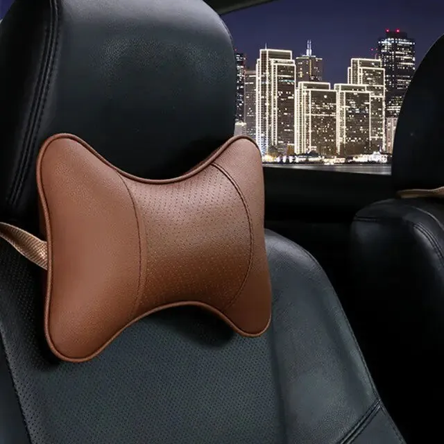 PU Leather Car Neck Pillow for Head Pain Relief