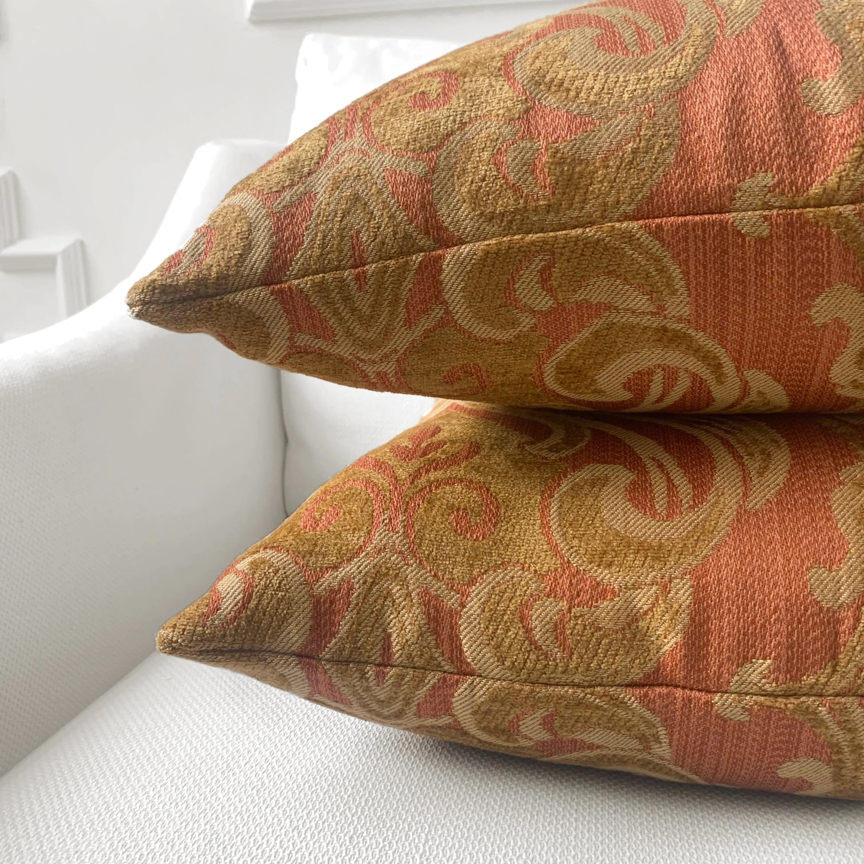 Regal Orange Damask Throw Pillow Cover 20x20