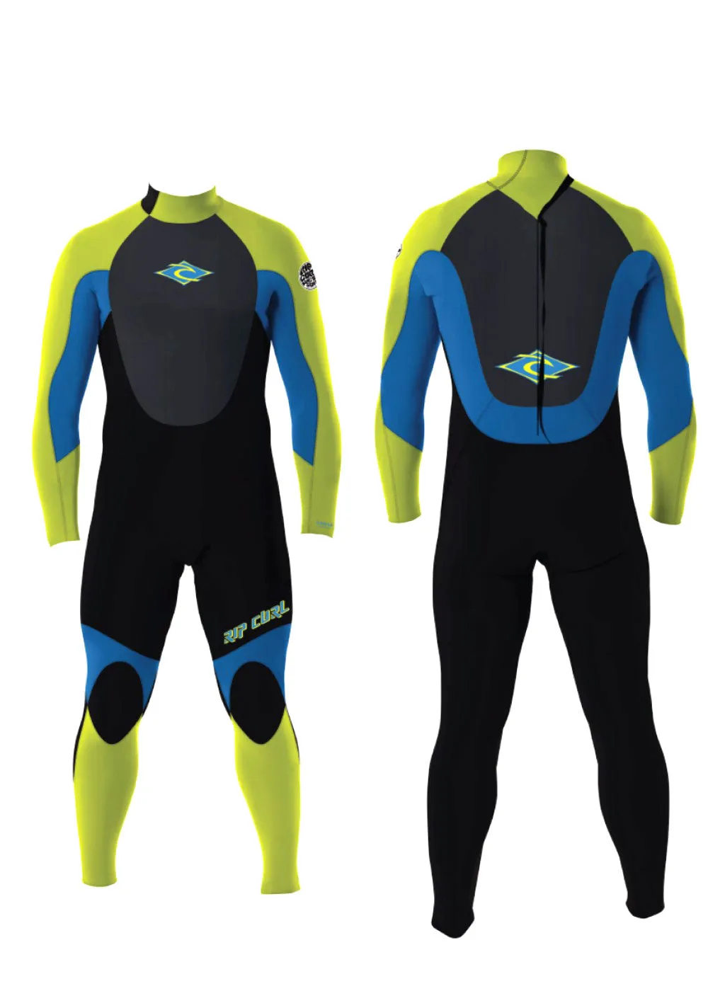 Rip Curl Boys Groms Omega Back Zip 3/2mm Steamer Wetsuit