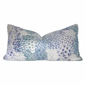 Robert Allen Feather Fans Floral Brocade Cobalt Blue Gray Pillow Cover