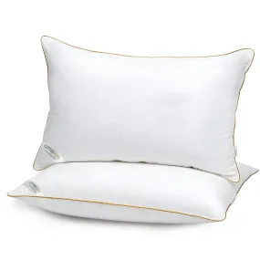 Royal Angler Dobby Premium King Pillow with Gold Cord Egyptian Cotton - White, 50x90cm - Loom