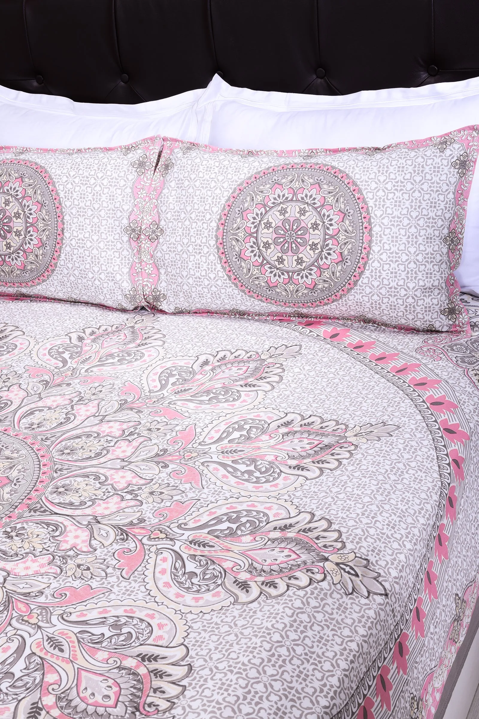 Royal Mandala Grey Cotton Bedsheet