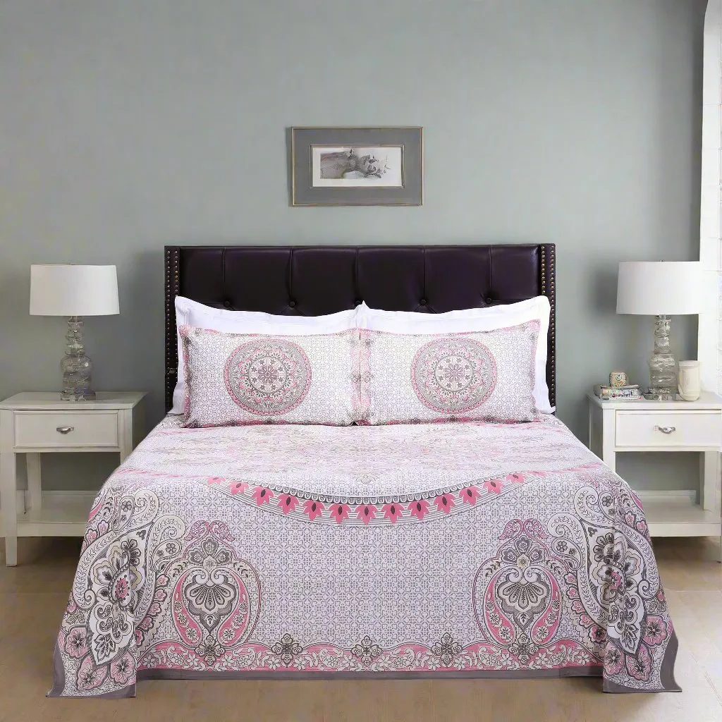 Royal Mandala Grey Cotton Bedsheet