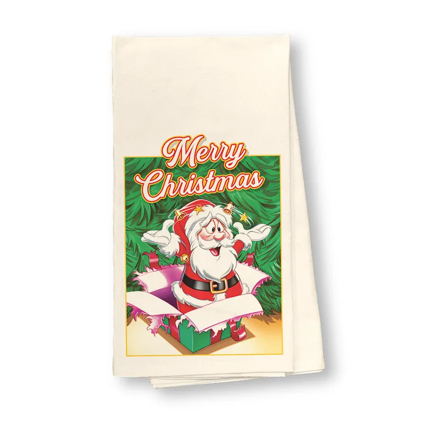 Santa in the Box Dish Towel