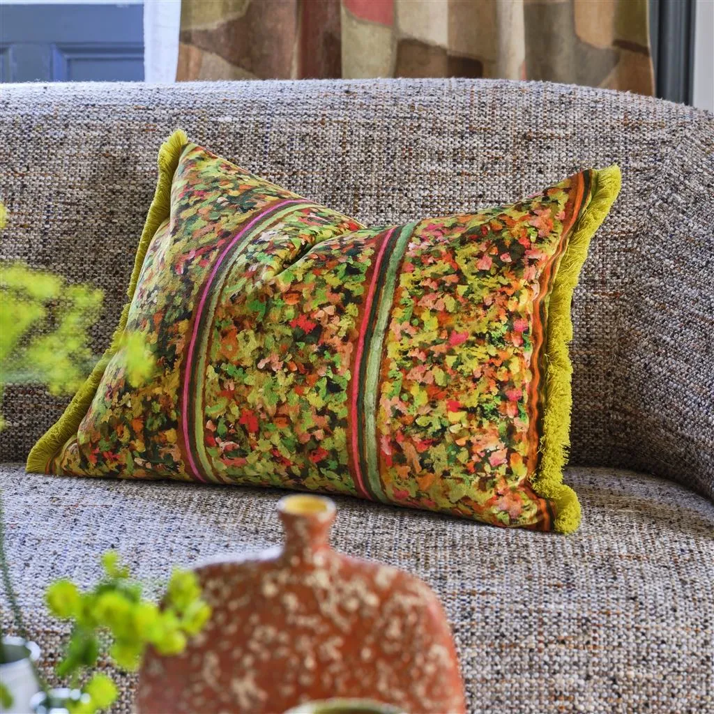 Sanzai Persimmon Velvet Throw Pillow by Designers Guild