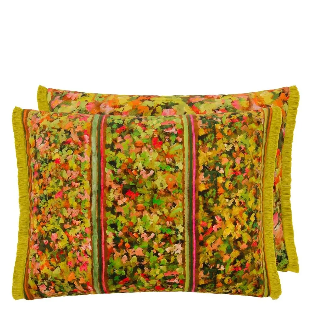 Sanzai Persimmon Velvet Throw Pillow by Designers Guild