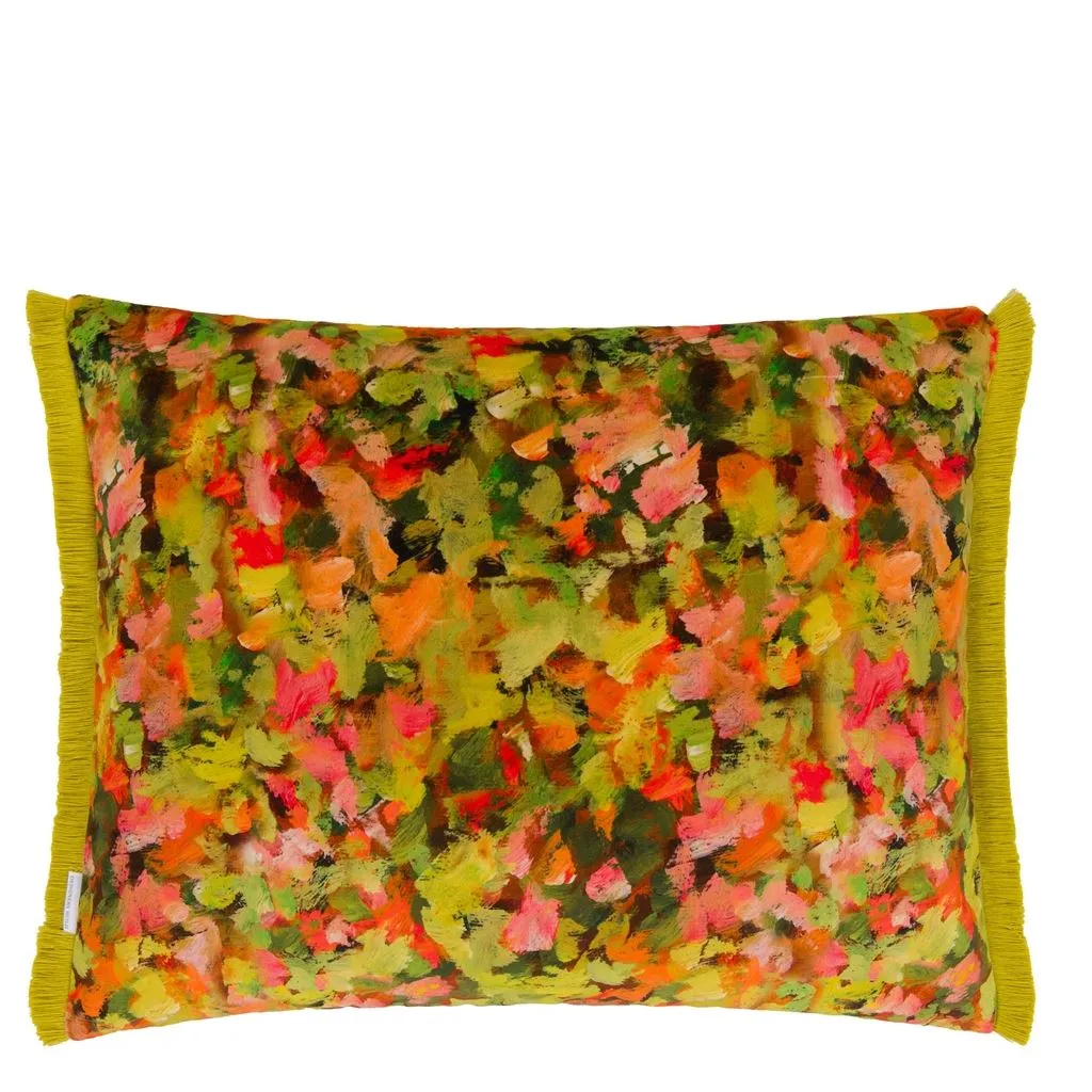 Sanzai Persimmon Velvet Throw Pillow by Designers Guild