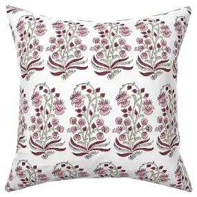 Shelly: Pale Pink and Celadon Block Printed Floral Canvas Pillow Cover: Available in 10 Sizes