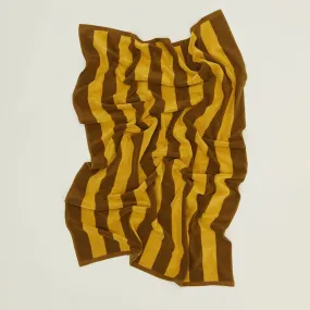 Simple Striped Terry Beach Towel - Mustard/Bronze