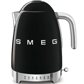 SMEG KLF04BLUK 1.7 Litre 50's Style Kettle, Temperature Control, 22.6cm Wide - Black