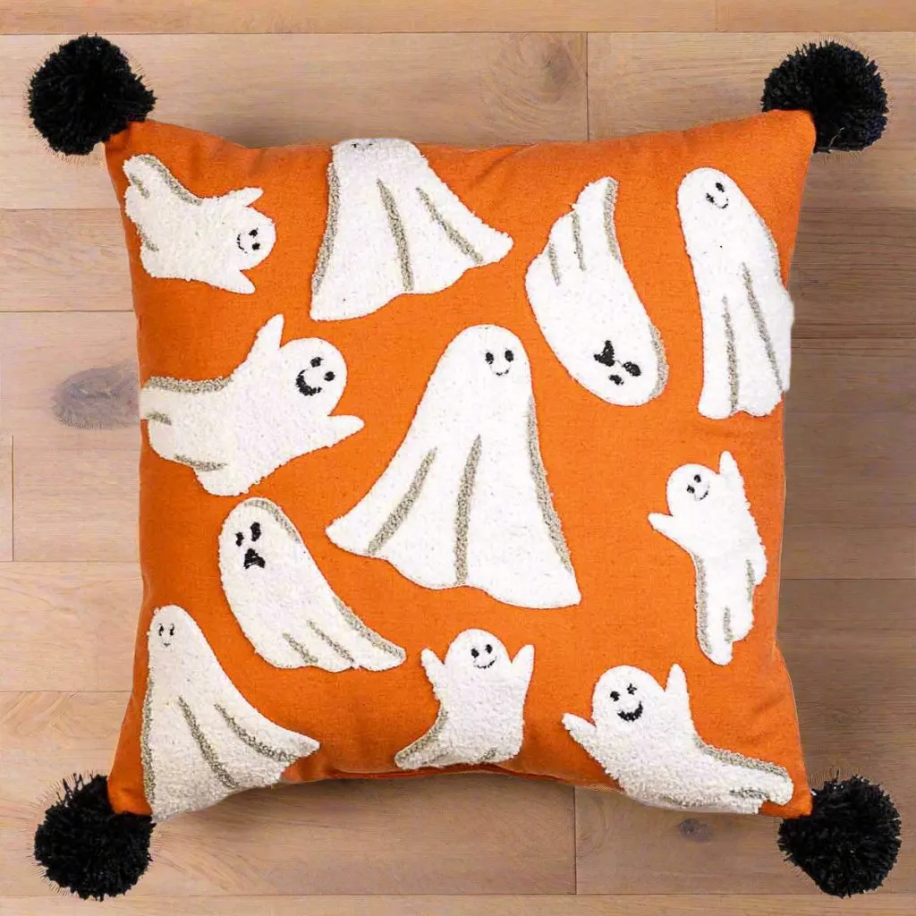 Spooky Ghosts Embroidered Pillow